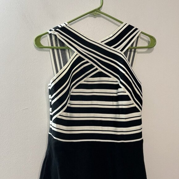 Anthropologie Maeve NWT Black White Crosswise Flare Bandage‎ Dress Size 2 - Picture 3 of 7
